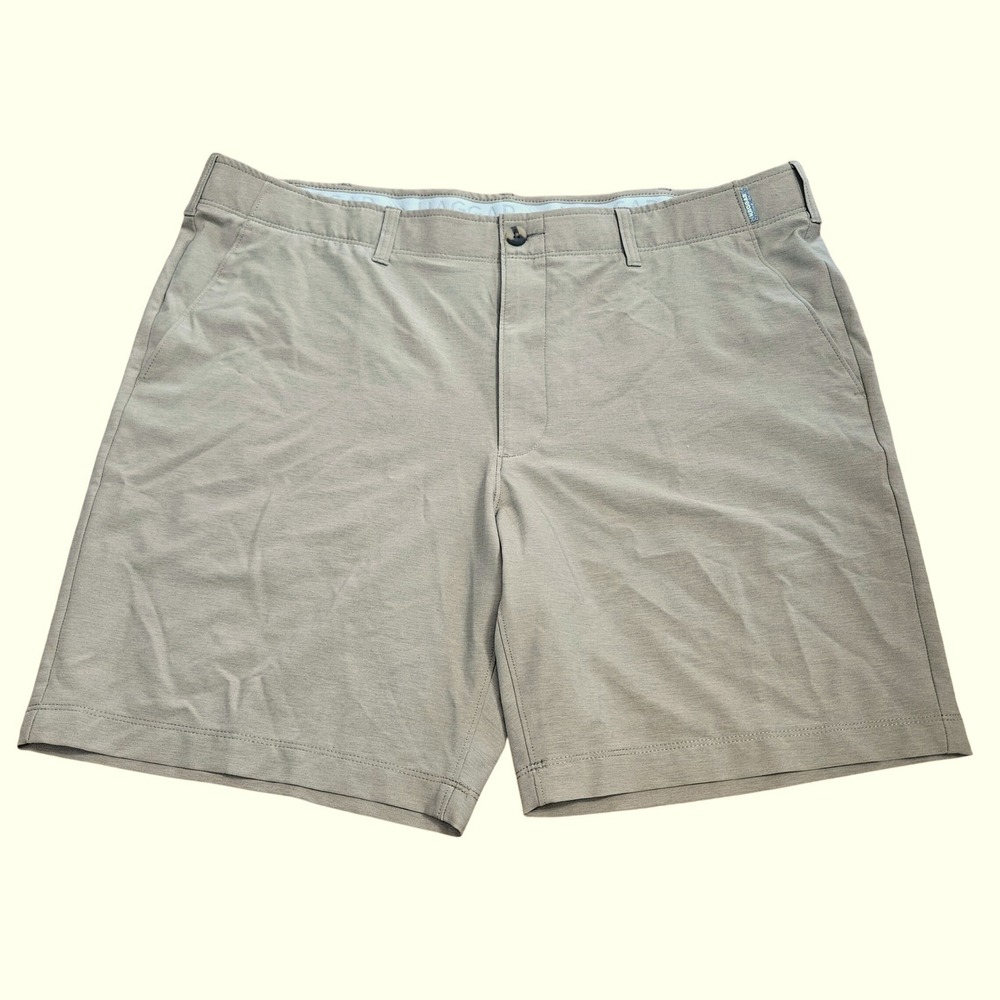 Haggar Sport Mens Performance Shorts Khaki Heathered Stretch Golf Shorts Size 42